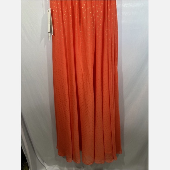 NWT MAC DUGGAL [ 6 ] Chiffon Polka Dot Ruffled One Shoulder Gown Tangerine Orang - Picture 10 of 13